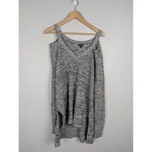 Torrid Sweater Womens 2 (2X) Gray Marled V Neck Tunic Pullover Long Sleeve Slits